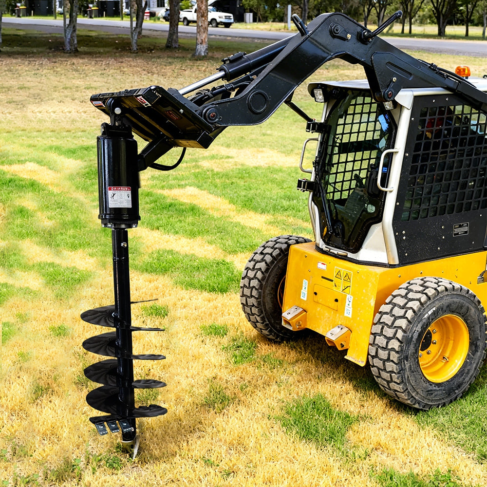Skid Steer Post Hole Drive Attachment, 12” and 18" Diameter Auger, 46” Drilling Depth, Standard Flow