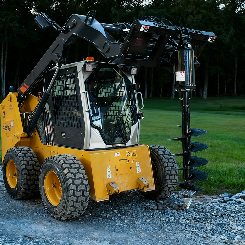 Skid Steer Post Hole Drive Attachment, 12” and 18" Diameter Auger, 46” Drilling Depth, Standard Flow