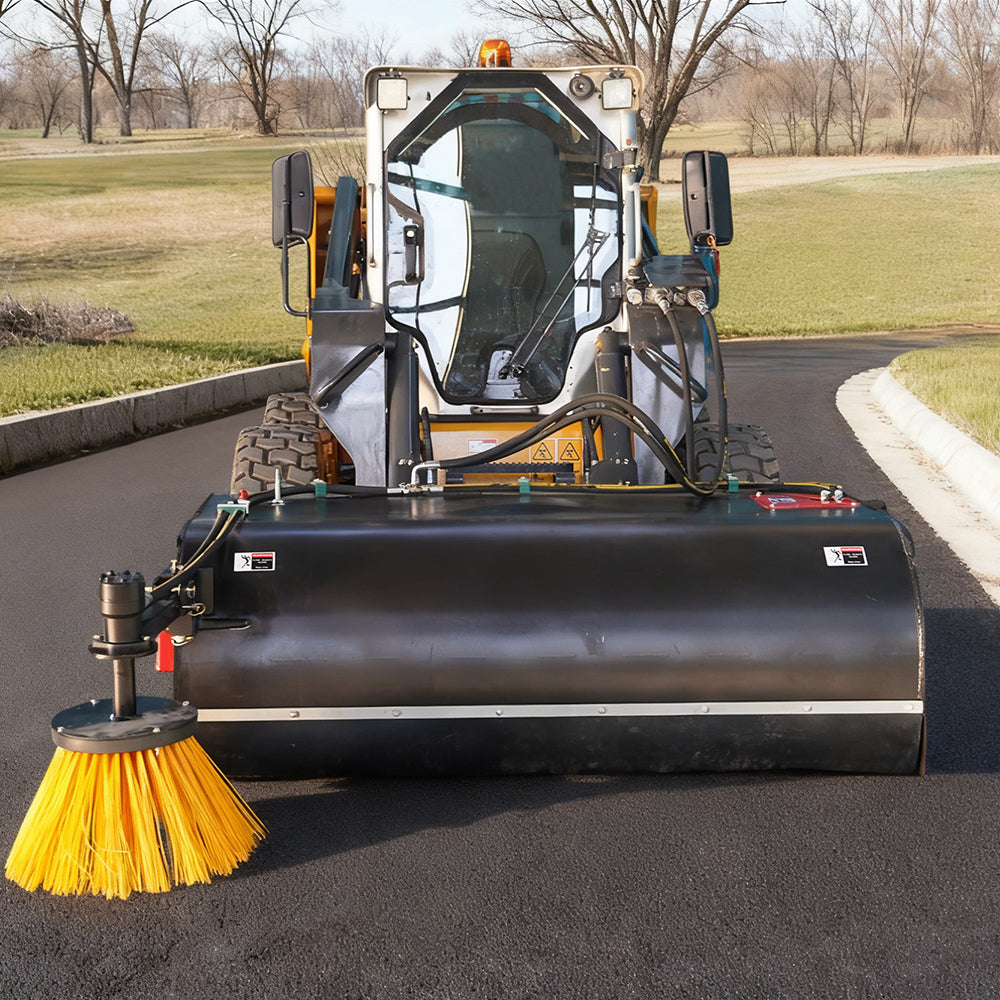 72" Skid Steer Pick up Box Broom Sweeper with Edge Brush
