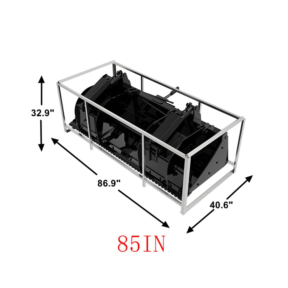 85" Skid Steer Heavy Duty Grapple Bucket Attachment with Two-Cylinder, Dual Independent Grapple Arms
