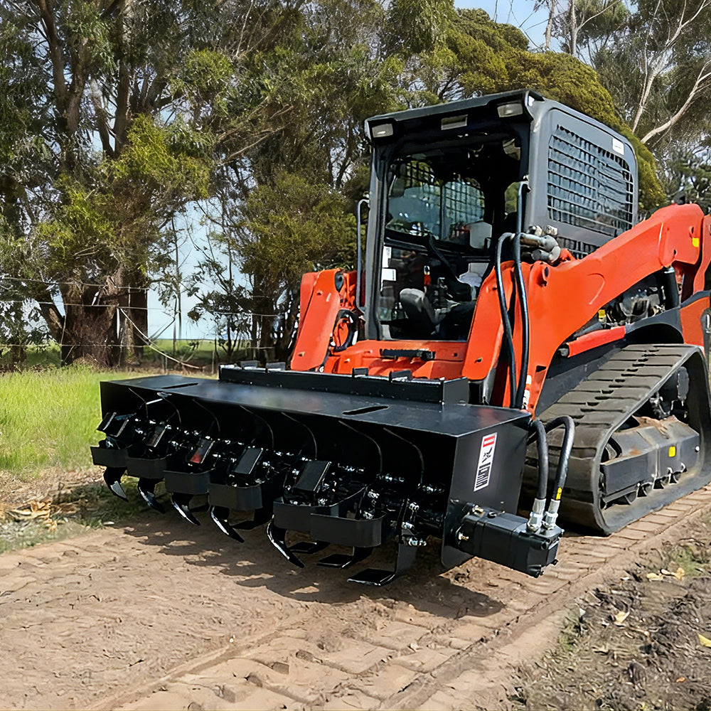 72" Skid Steer Light Duty Hydraulic Rototiller，Rotary Tiller Attachments, Fits Universal Skid Steer Quick Attach