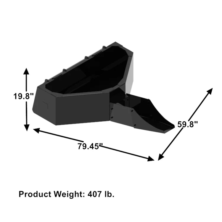 Skid Steer 1/2 Yard Cement and Concrete Bucket Attachments with Spout, Universal Quick Tach Mount Plate