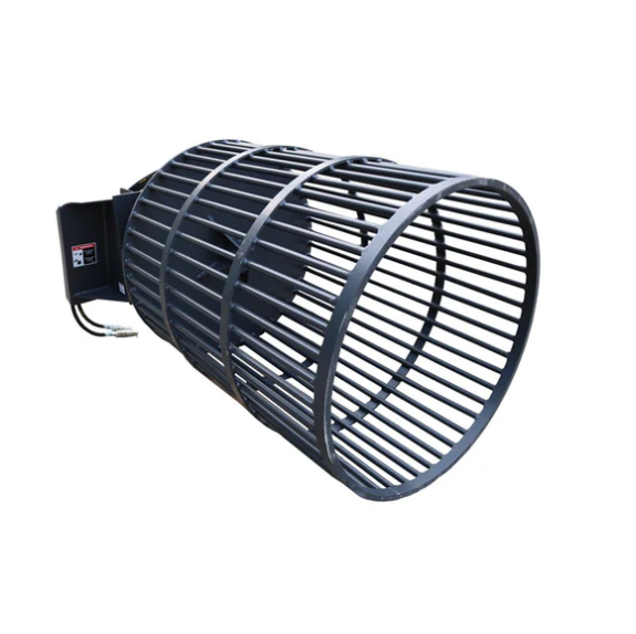 Skid Steer Rotary Rock Picker Attachment 36" Diameter Drum Model, 64" Barrel Depth, Universal Mount