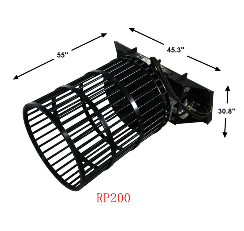 Skid Steer Rotary Rock Picker Attachment 30" Diameter Drum Model, 55" Barrel Depth, Universal Mount