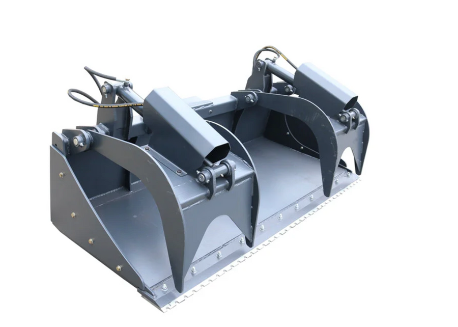 85" Skid Steer Heavy Duty Grapple Bucket Attachment with Two-Cylinder, Dual Independent Grapple Arms