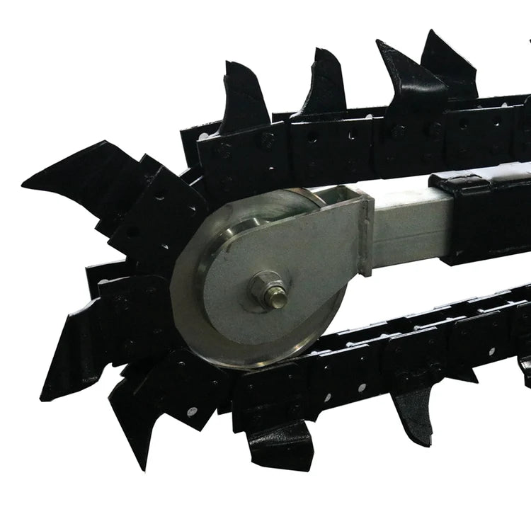 Skid Steer Trenchers Attachment with Adjustable Depth Control Foot, Universal Mount Plate