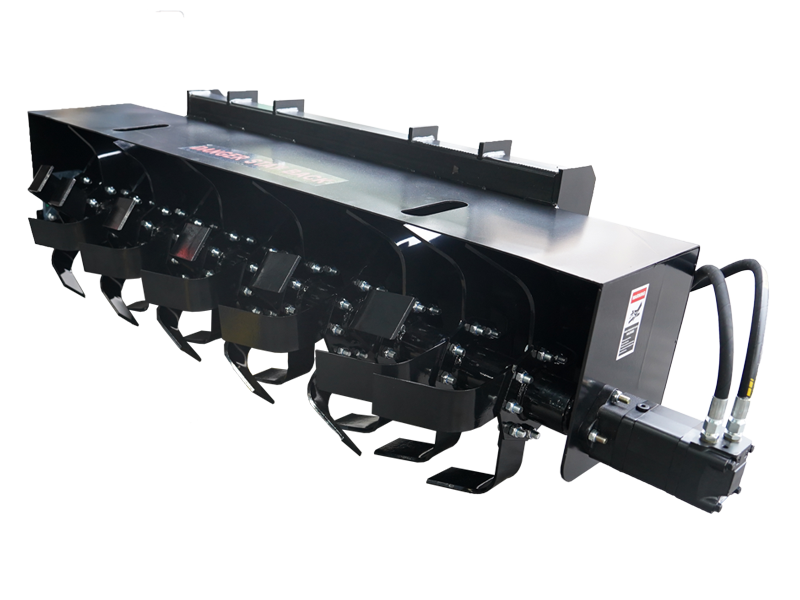 72" Skid Steer Light Duty Hydraulic Rototiller，Rotary Tiller Attachments, Fits Universal Skid Steer Quick Attach