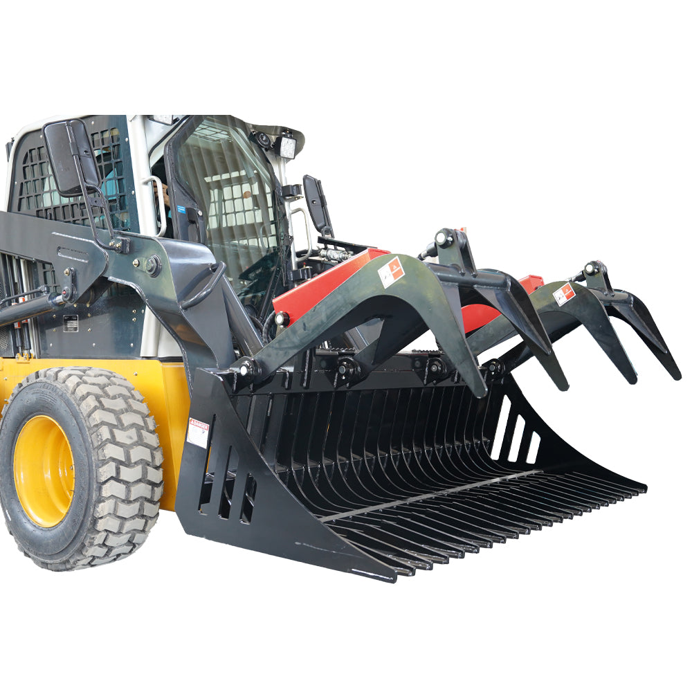 72" Rock Grapple Bucket for Skid Steer Attachment Quick Attach