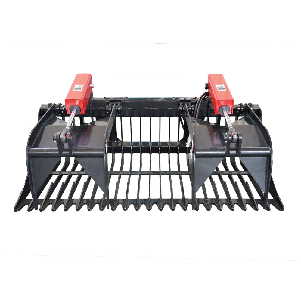 72" Rock Grapple Bucket for Skid Steer Attachment Quick Attach