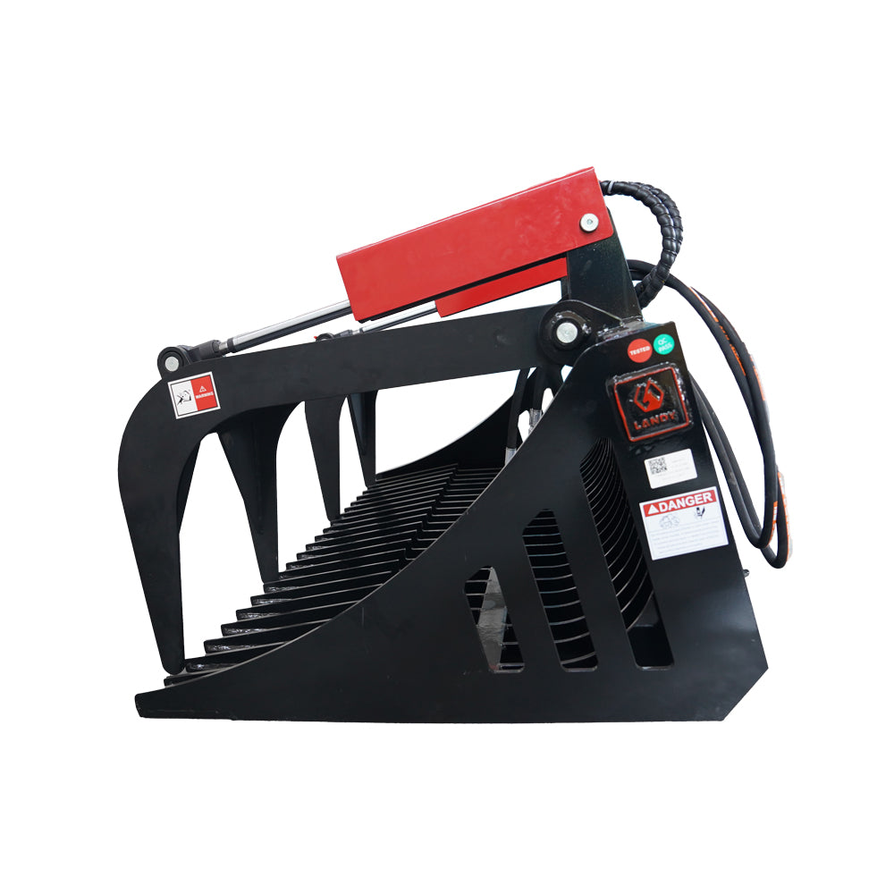 72" Rock Grapple Bucket for Skid Steer Attachment Quick Attach