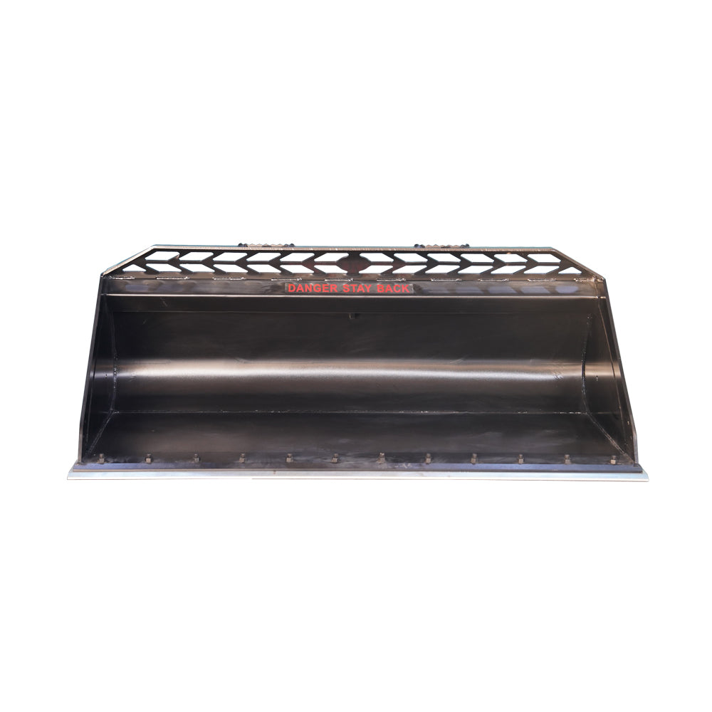 Heavy-Duty 72” Skid Steer Snow Bucket Mulch Bucket Attachment, Bolt-On Cut Edge, Universal Quick Mount Plate