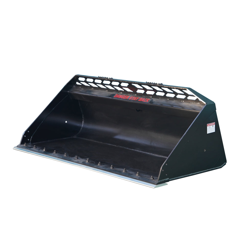 Heavy-Duty 72” Skid Steer Snow Bucket Mulch Bucket Attachment, Bolt-On Cut Edge, Universal Quick Mount Plate