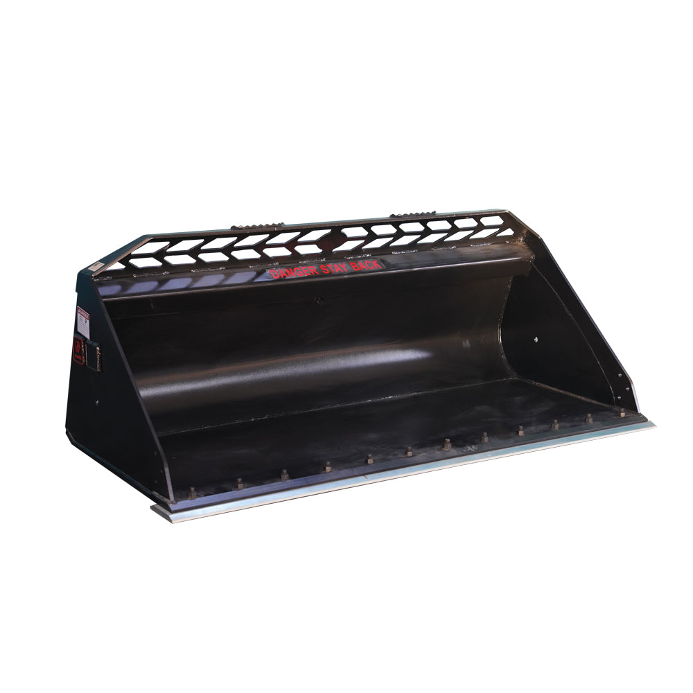 Heavy-Duty 72” Skid Steer Snow Bucket Mulch Bucket Attachment, Bolt-On Cut Edge, Universal Quick Mount Plate