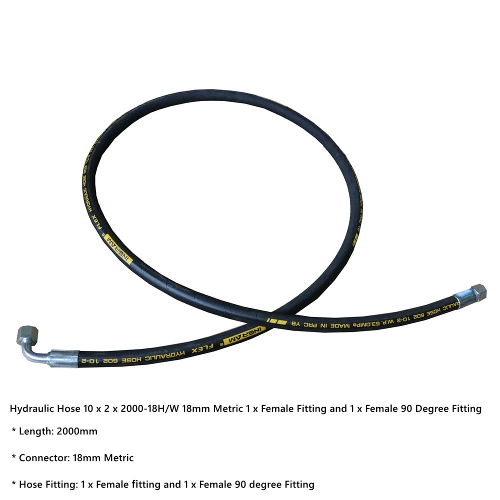 Parts Hydraulic Hose 10 x 2 x 2000-18HH/HW 18mm Metric Female Fitting