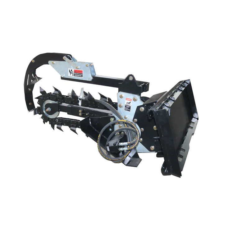 Skid Steer Trenchers Attachment with Adjustable Depth Control Foot, Universal Mount Plate