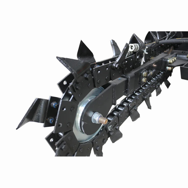 Skid Steer Trenchers Attachment with Adjustable Depth Control Foot, Universal Mount Plate