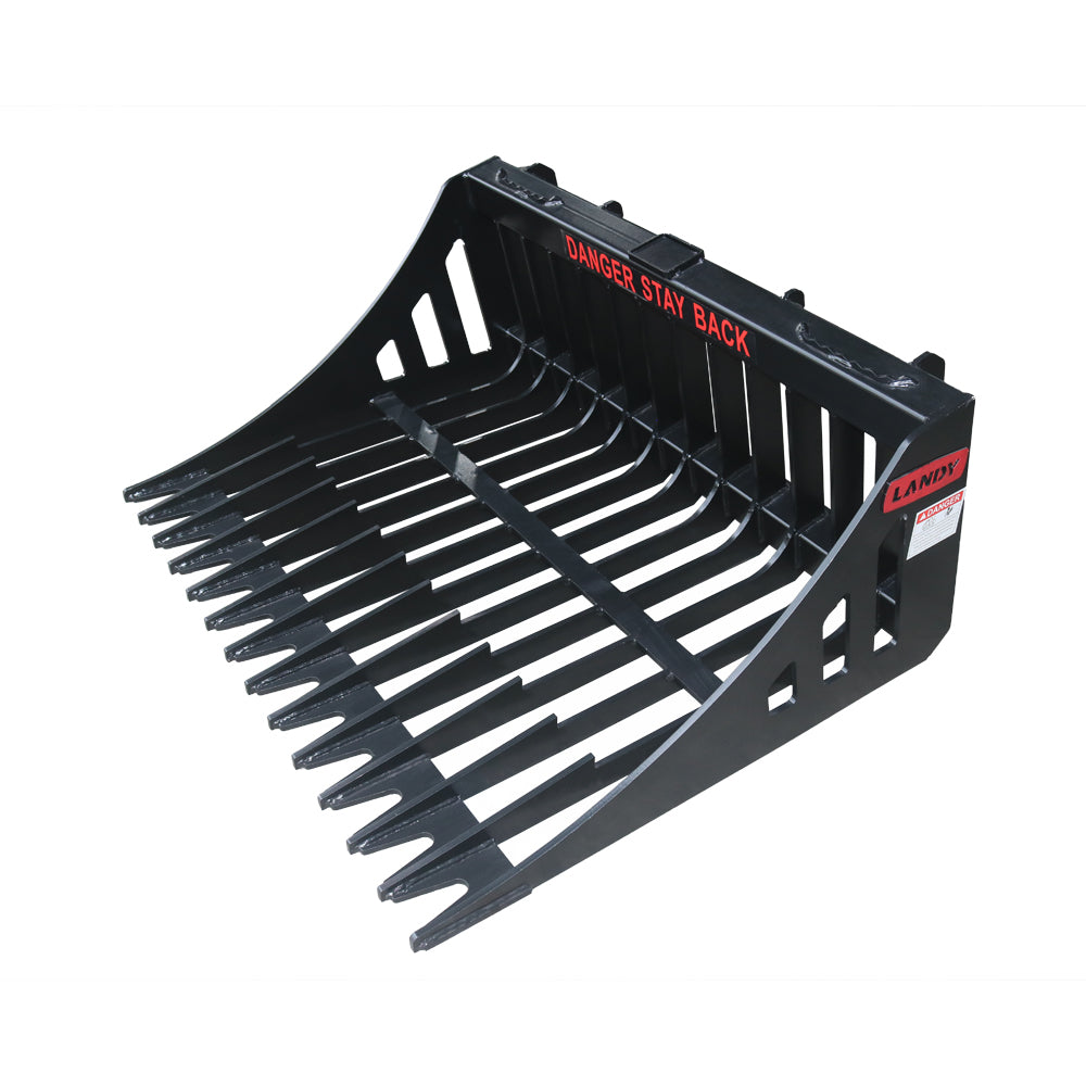 44 in Skid Steer Skeleton Rock Bucket with Reinforced Front Cutting Edge and High Grade Flat Bar, Fit Small Skid Steer Loader