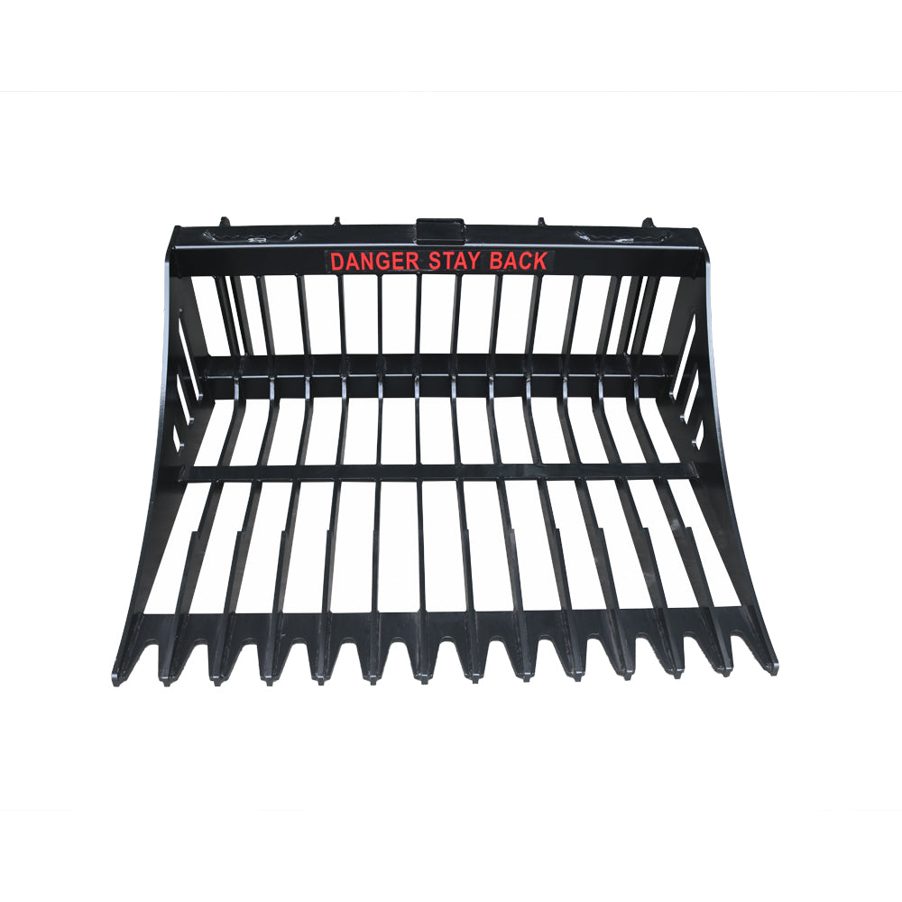 44 in Skid Steer Skeleton Rock Bucket with Reinforced Front Cutting Edge and High Grade Flat Bar, Fit Small Skid Steer Loader