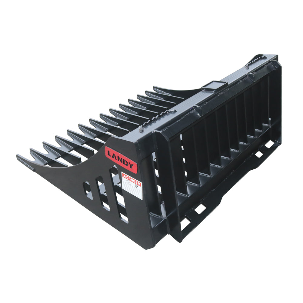 44 in Skid Steer Skeleton Rock Bucket with Reinforced Front Cutting Edge and High Grade Flat Bar, Fit Small Skid Steer Loader