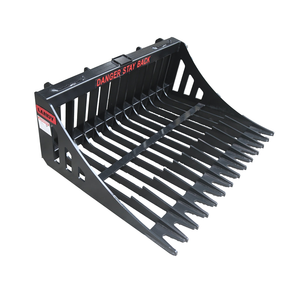 44 in Skid Steer Skeleton Rock Bucket with Reinforced Front Cutting Edge and High Grade Flat Bar, Fit Small Skid Steer Loader