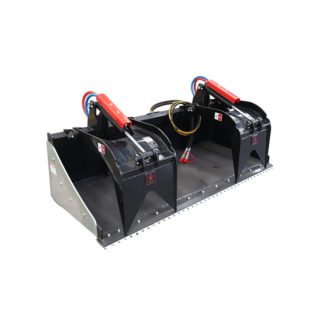 Skid Steer 78" Industrial Grapple Bucket Attachment with Two-Cylinder