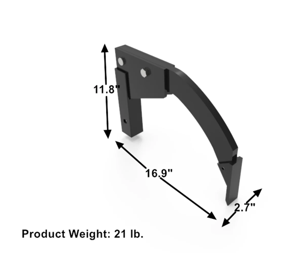 Hitch Receiver Mounted Ripper V2 Used with Category 0 and 1, 3 Point Hitch Adapters
