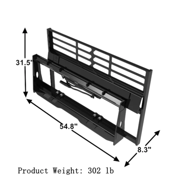 Skid Steer Adjustable Hydraulic Pallet Fork Frame Attachment
