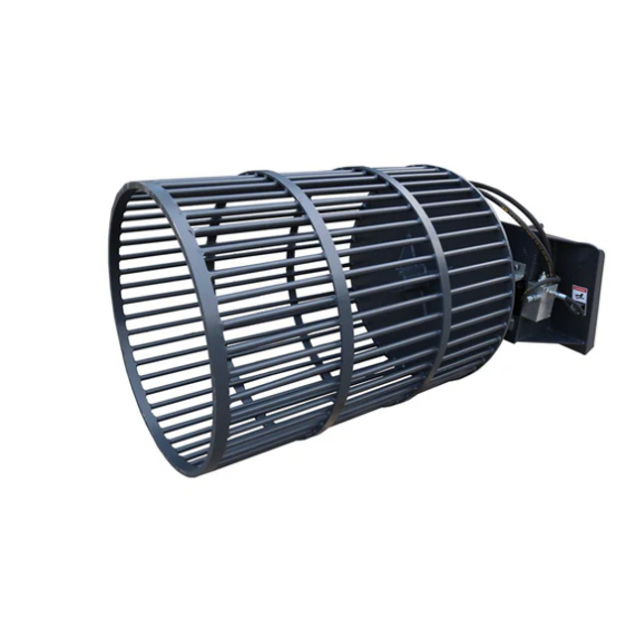 Skid Steer Rotary Rock Picker Attachment 36" Diameter Drum Model, 64" Barrel Depth, Universal Mount