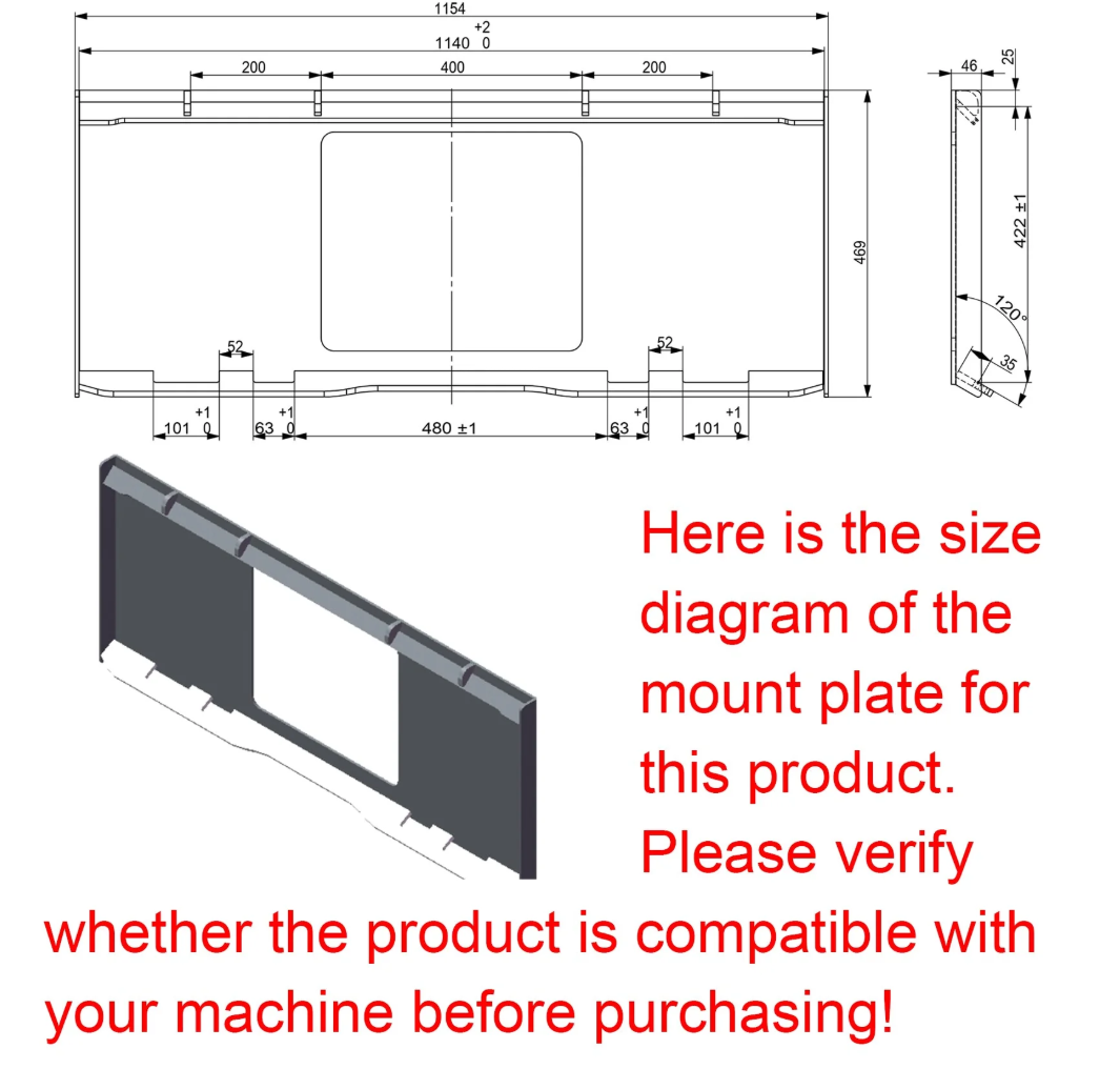 Skid Steer 1/2 Yard Cement and Concrete Bucket Attachments with Spout, Universal Quick Tach Mount Plate